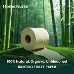 Home Nurse 100% Unbleached Bamboo Toilet Paper, 4-ply 12 Rolls, Organic Natural Plant Toilet Paper Non Toxic, PFA Free, No Chemical, Tree free, FSC Certified, Unscented