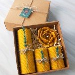 Petekoğlu 100% Pure Beeswax Candle Set – Handmade 4-Pack Natural Beeswax Candles – Dried Lavender Decorated, Gift-Ready, Non-Toxic & Eco-Friendly