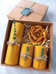 Petekoğlu 100% Pure Beeswax Candle Set – Handmade 4-Pack Natural Beeswax Candles – Dried Lavender Decorated, Gift-Ready, Non-Toxic & Eco-Friendly