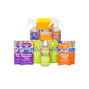 Truly Free Essentials Kitchen Cleaning Supplies Bundle, 4-Item Natural Cleaning Supplies Set, Home Cleaning Kit with Pet Safe Products, Plant Based Cleaning Products