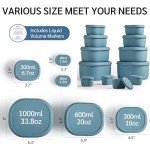 ISSEVE 12Pcs/Set Nesting Silicone Food Storage Containers with Lids, BPA Free Reusable Meal Prep Silicone Containers Airtight, Freezer Dishwasher Safe (33.8oz, 20oz, 10oz, 6.7oz, 1.3oz) (Blue)