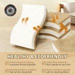 Silkyhose Biodegradable Natural Kitchen Sponge, Compostable Cellulose and Coconut Scrubber Eco-Friendly Dishwashing Sponge, 12 Pack Household Cleaning Foam for Dishes