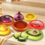 kaixiaoru 4PCS Fresh Food Savers Reusable Avocado Saver and Onions Storage，Avocado Lemon Tomatoes Pepper Onion Garlic Shape Crisper Containers