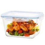 TRBIDRBO 2600 ML /88oz/ 11 Cup LARGE Glass Food Storage Container with Airtight Locking Lid for Storing food, Vegetables, Fruits Roasting Turkey Freezer Microwave & Oven Safe Leak Proof