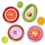 BAOKUA Avocado Saver and Tomato Holder - Set of 4 Preventing Food Flavor Skewering Reusable Storage Containers for Fridge -Ideal for Garlic, Onions, Lemons, and Potatoes