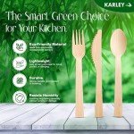 Karley 100% Bamboo Heavy Duty Disposable Utensils – 150 pcs, 6.7in (50 Forks, 50 Spoons & 50 Knives) – Durable, Eco-friendly & Biodegradable Cutlery. FDA Registered, Plastic Free & Compostable