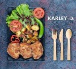 Karley 100% Bamboo Heavy Duty Disposable Utensils – 150 pcs, 6.7in (50 Forks, 50 Spoons & 50 Knives) – Durable, Eco-friendly & Biodegradable Cutlery. FDA Registered, Plastic Free & Compostable