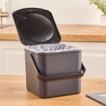 Minky Homecare Kitchen Compost Bin – Countertop Food Waste Caddy with Easy Wipe Clean Interior – Made in The UK - 3.5L (0.9 gal.) ECO Black