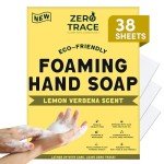 ZERO TRACE Foaming Hand Soap Sheets- Plastic Free Handwash Concentrate - Equivalent To 152 Fl Oz Of Liquid Eco-Friendly Hand Wash Lemon Verbena Scented