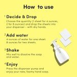 ZERO TRACE Foaming Hand Soap Sheets- Plastic Free Handwash Concentrate - Equivalent To 152 Fl Oz Of Liquid Eco-Friendly Hand Wash Lemon Verbena Scented