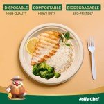 JOLLY CHEF Compostable Heavy Duty Plates 𝟳 𝗶𝗻𝗰𝗵 𝗮𝗻𝗱 𝟵 𝗶𝗻𝗰𝗵 [𝟭𝟮𝟬 𝗣𝗮𝗰𝗸] Eco-Friendly Disposable Paper Plates Bagasse Biodegradable Sugarcane Fibers Round Bulk for Party Dinner(Brown)