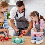 Caperci 4 Pack Bento Snack Boxes Lunchable Containers for Kids & Adults, Wheat Straw 4-Compartment Reusable Food Storage Containers for Snacks & Small Meal (Multicolor & Clear Lids)