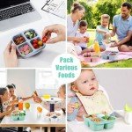 Caperci 4 Pack Bento Snack Boxes Lunchable Containers for Kids & Adults, Wheat Straw 4-Compartment Reusable Food Storage Containers for Snacks & Small Meal (Multicolor & Clear Lids)