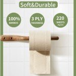 QingYa Bamboo Toilet Paper 12 Rolls, Resuable Packaging,New Plastic-Free,3 ply, Septic Safe,Unbleached Brown,Chemical Free,Tree-Free,Soft and Absorbent,Bathroom Tissue Rolls