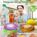 Hangmory Reusable Avocado Saver and Onions Storage,4PCS Silicone Fruit and Veggie Savers,Stretch Fresh Pods Storage Box Set for Fridge,Ideal for Avocados, Tomatoes, Apples, Lemons,Potatoes, Garlic