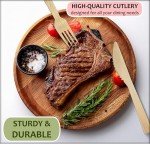 SWEET HOME Bamboo Utensils Disposable Set of 180 pcs 70 Forks 40 Spoons and 70 knives 100% Compostable - Bamboo Biodegradable Utensils Eco-Friendly Cutlery for Party Camping Travel & More