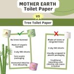 MOTHER EARTH Bamboo Toilet Paper - Ultra Soft & Strong 3-Ply Bath Tissue, 400 Sheets Per Roll, Hypoallergenic & Septic Safe, Mega Rolls, Pack of 3 Rolls