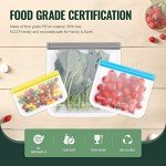 10Pack Dishwasher Safe Reusable Storage Bags, BPA Free PEVE Reusable Food Bags, Leakproof Silicone Freezer Bags, Reusable Gallon bags(10Pack-2 Gallon + 4 Sandwich + 4 Snack)