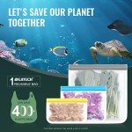 10Pack Dishwasher Safe Reusable Storage Bags, BPA Free PEVE Reusable Food Bags, Leakproof Silicone Freezer Bags, Reusable Gallon bags(10Pack-2 Gallon + 4 Sandwich + 4 Snack)