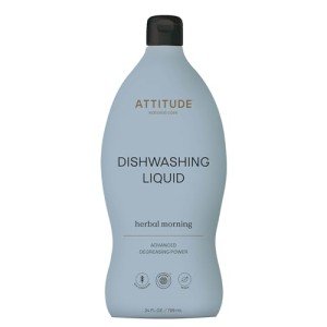 ATTITUDE Dishwashing Liquid, EWG Verified, Vegan Dish Soap, Plant Based, Naturally Derived Products, Herbal Morning, 24 Fl Oz