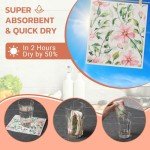 Parmedu Biodegradable Swedish Dishcloths 4-Pack with Disintegrable Package: Reusable, Absorbent and Quick-Drying Kitchen Towels, Environmentally Friendly Dish Towels Cleaning Wipes - Plant Pattern