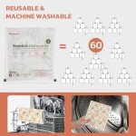 Parmedu Biodegradable Swedish Dishcloths 4-Pack with Disintegrable Package: Reusable, Absorbent and Quick-Drying Kitchen Towels, Environmentally Friendly Dish Towels Cleaning Wipes - Plant Pattern