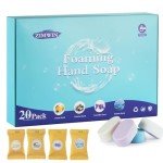 Zimwin 20 Pack Foaming Hand Soap Tablet Refills, 4 Scent, 12g Big Tablets, Makes 240 fl oz Soap Total, Eco Friendly Hand Wash Tablets Lemon, Coconut, Oceanic, Lavender Fragrance