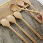 Wooden Spoons, 6 Pieces 9 Inch Wood Soup Spoons for Eating Mixing Stirring, Long Handle Spoon with Japanese Style Kitchen Utensil, ADLORYEA Eco Friendly Table Spoon (Beech, 9 Inch)