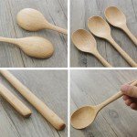 Wooden Spoons, 6 Pieces 9 Inch Wood Soup Spoons for Eating Mixing Stirring, Long Handle Spoon with Japanese Style Kitchen Utensil, ADLORYEA Eco Friendly Table Spoon (Beech, 9 Inch)