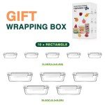 Glotoch 10 Pack Glass Food Storage Containers with Lids Reusable, Ultra Thick Borosilicate Glass Containers for Meal Prep/Lunch, Dishwasher/Microwave/Oven/Freezer Safe, Grey