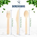 Rollay 360 PCS Disposable Wooden Cutlery Set - Biodegradable Cutlery Set with Wooden Spoons, Forks, and Knives - Compostable Cutlery Wooden Utensils for Parties, Camping, and Picnic