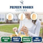 Rollay 360 PCS Disposable Wooden Cutlery Set - Biodegradable Cutlery Set with Wooden Spoons, Forks, and Knives - Compostable Cutlery Wooden Utensils for Parties, Camping, and Picnic