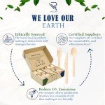 Rollay 360 PCS Disposable Wooden Cutlery Set - Biodegradable Cutlery Set with Wooden Spoons, Forks, and Knives - Compostable Cutlery Wooden Utensils for Parties, Camping, and Picnic