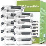 Glass Food Storage Containers 10 Packs - Eco Friendly Borosilicate Glass with BPA Free Locking Lids, Microwave Safe Prep Contaniers Set for Meal | Leakproof & Airtight Lunch Box for Kitchen Foods
