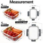 Glass Food Storage Containers 10 Packs - Eco Friendly Borosilicate Glass with BPA Free Locking Lids, Microwave Safe Prep Contaniers Set for Meal | Leakproof & Airtight Lunch Box for Kitchen Foods