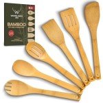 WOODLAND-USA Bamboo Wooden Spoons for Cooking 6 Pcs – Handmade Wooden Utensil Set for Nonstick Cookware – Serving Spoon, Turner, Heat-Resistant – Eco-Friendly, Durable & Lightweight Spatula Set - Gift