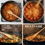 WOODLAND-USA Bamboo Wooden Spoons for Cooking 6 Pcs – Handmade Wooden Utensil Set for Nonstick Cookware – Serving Spoon, Turner, Heat-Resistant – Eco-Friendly, Durable & Lightweight Spatula Set - Gift