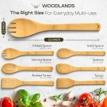 WOODLAND-USA Bamboo Wooden Spoons for Cooking 6 Pcs – Handmade Wooden Utensil Set for Nonstick Cookware – Serving Spoon, Turner, Heat-Resistant – Eco-Friendly, Durable & Lightweight Spatula Set - Gift