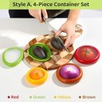 Zyphora Avocado Saver & Tomato Holder Set of 4 Silicone Food Storage Containers - Reusable Silicone Fruit Storage Box for Garlic, Onions, Lemons, Potatoes - Includes Fruit Peeler