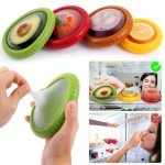 Zyphora Avocado Saver & Tomato Holder Set of 4 Silicone Food Storage Containers - Reusable Silicone Fruit Storage Box for Garlic, Onions, Lemons, Potatoes - Includes Fruit Peeler