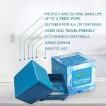 BAMBOEARTH Natural Eco-Friendly in-Shower Storage Container - Soap Dish Holder for Shampoo Conditioner & Body Bars Made of Bamboo - Extends Bar Life Plastic Free Zero Waste & Vegan (Blue)