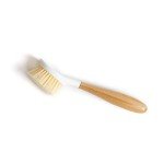 Full Circle Be Good Bamboo Handle Dish Brush – Sustainable Kitchen Cleaning with Tough Bristles - Natural Dish Scrubber & Cast Iron Cleaner - Long Handle Brush for Dishes, Pots, and Pans, White