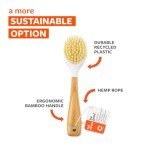 Full Circle Be Good Bamboo Handle Dish Brush – Sustainable Kitchen Cleaning with Tough Bristles - Natural Dish Scrubber & Cast Iron Cleaner - Long Handle Brush for Dishes, Pots, and Pans, White