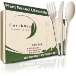 150PCS Compostable Cutlery Set – Eco-Friendly, Heavy-Duty Utensils (50 Forks, 50 Spoons, 50 Knives) – Biodegradable utensils set, Disposable Silverware for Parties, BBQs, Picnics & Daily Use