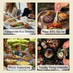 150PCS Compostable Cutlery Set – Eco-Friendly, Heavy-Duty Utensils (50 Forks, 50 Spoons, 50 Knives) – Biodegradable utensils set, Disposable Silverware for Parties, BBQs, Picnics & Daily Use