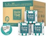 Toilet Paper,3-ply,100% Bamboo Toilet Paper, 12 Rolls, 300 sheets, 3600 Count, pack of 12, plastic free, Tree free, Biodegradable