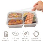 Bentgo 20-Piece Lightweight, Durable, Reusable BPA-Free 3-Compartment Containers - Microwave, Freezer, Dishwasher Safe - Stone Gray