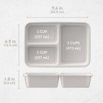 Bentgo 20-Piece Lightweight, Durable, Reusable BPA-Free 3-Compartment Containers - Microwave, Freezer, Dishwasher Safe - Stone Gray