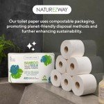 NatureZway Premium Bamboo Toilet Paper (6 Rolls) – 2 Ply, Tree-Free, 100% Bamboo Pulp – Eco-Friendly, Compostable Packaging – Clog-Free, Septic Safe, Ultra-Soft Bath Tissue
