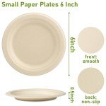 Uniecocus Compostable Paper Plates Bulk, 300 Pack Small 6 inch Eco Friendly Disposable Dessert Plates